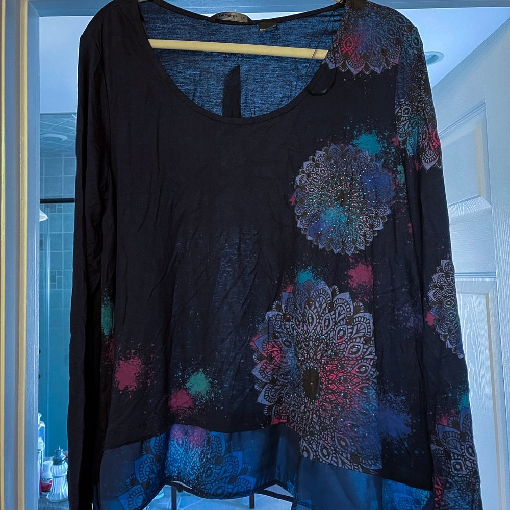 Navy Desigual long sleeved top  NWT